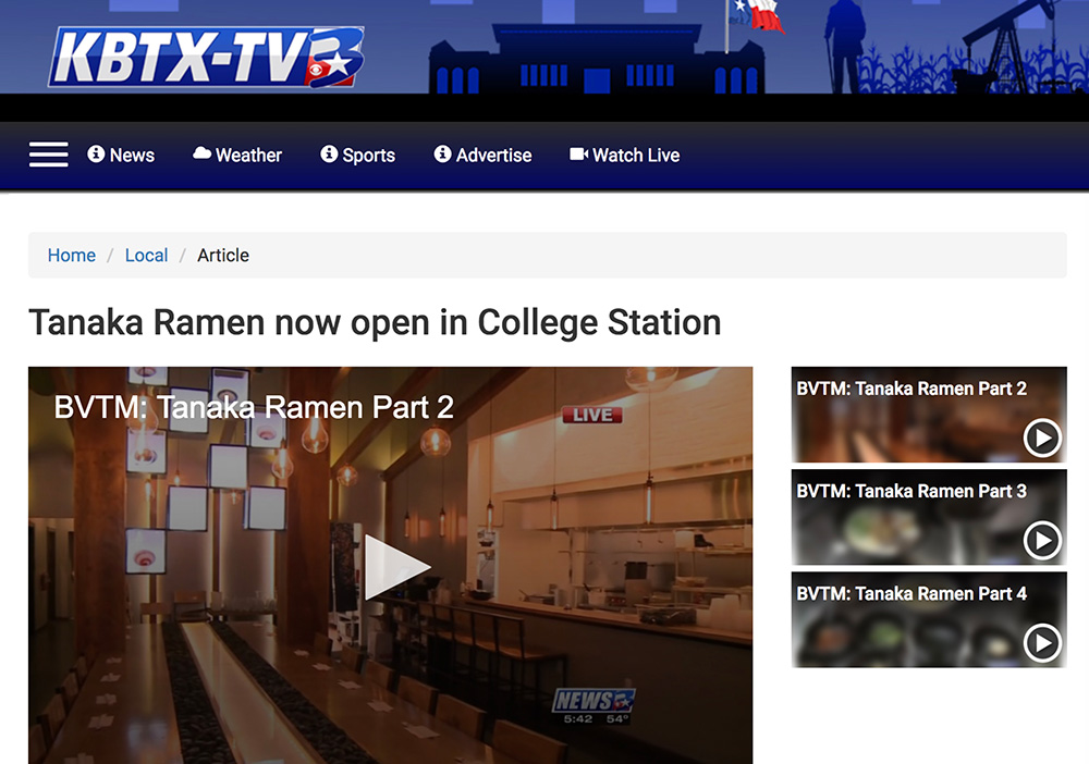 Tanaka Ramen now open in College Station on KBTX-TV