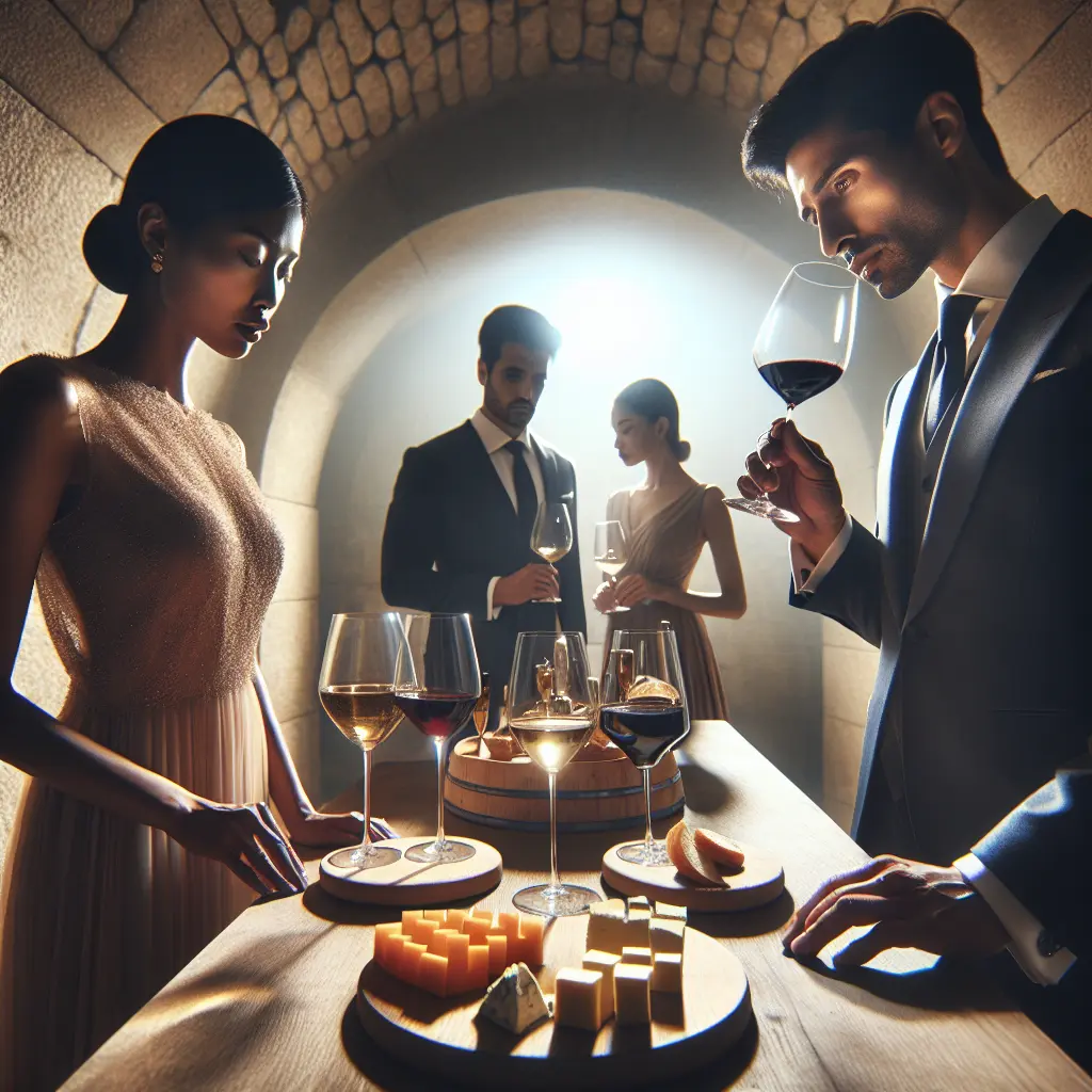A rustic tasting table displaying a selection of wines, inviting guests to explore various flavors.