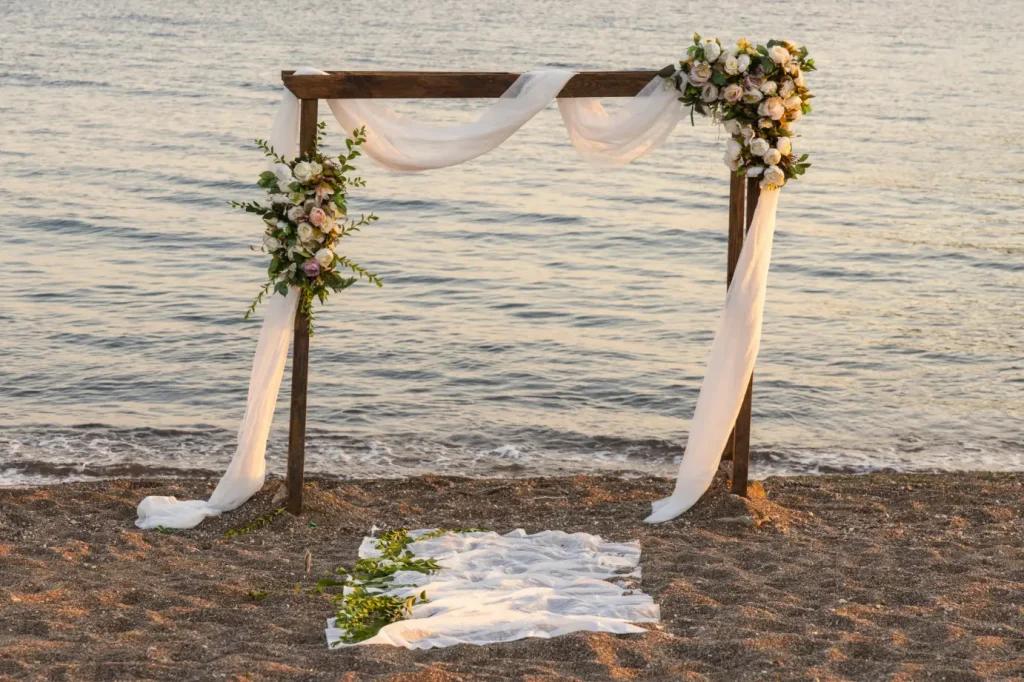 Sunset beach wedding ceremony