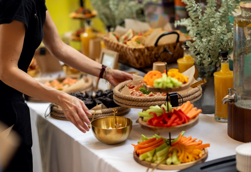 Food station arranged for a corporate event in Chicago's Jefferson Park neighborhood