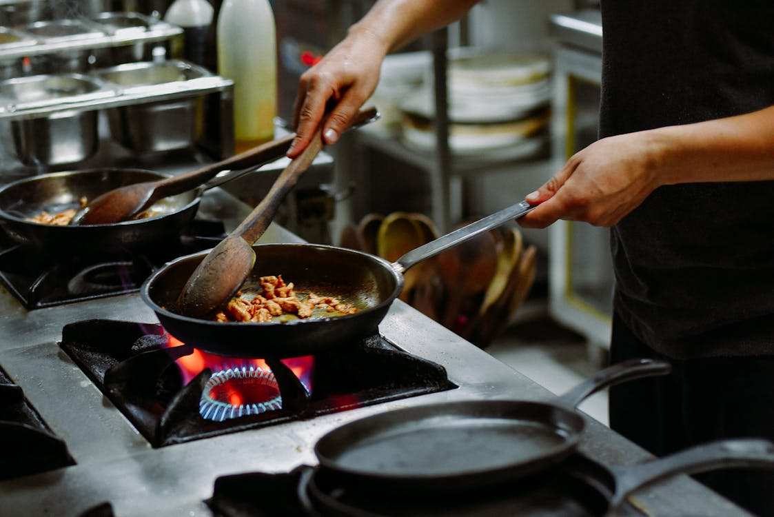A chef working in a kitchen