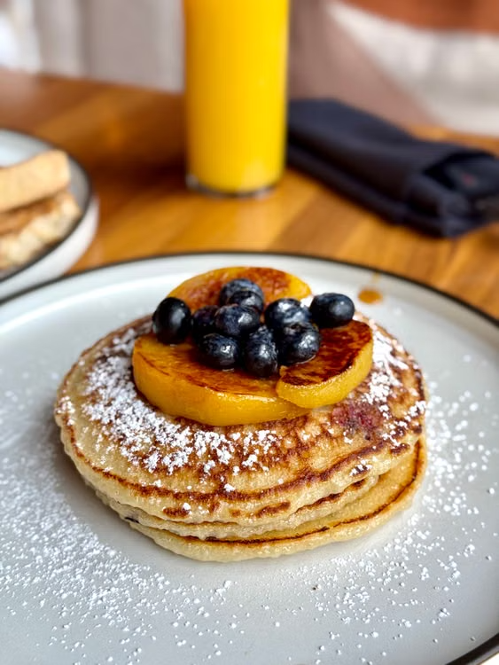 close-up of pancakes on a plate