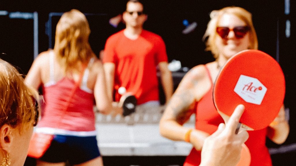 ping pong play at Ace Eat Serve