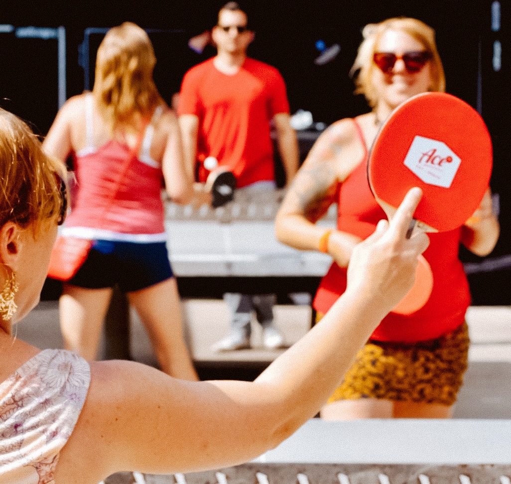 ping pong play at Ace Eat Serve