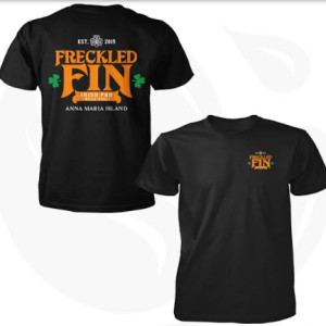 Black T-shirt with Freckled Fin Logo