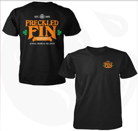 Black T-shirt with Freckled Fin Logo