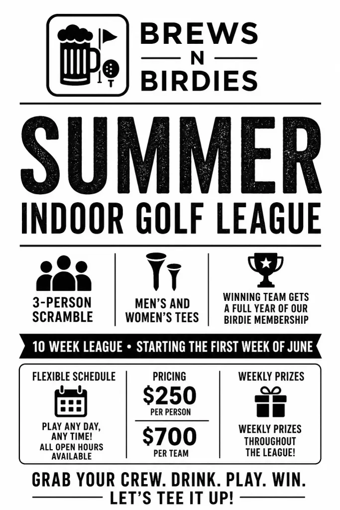 Summer Indoor Golf League Full Team Signup